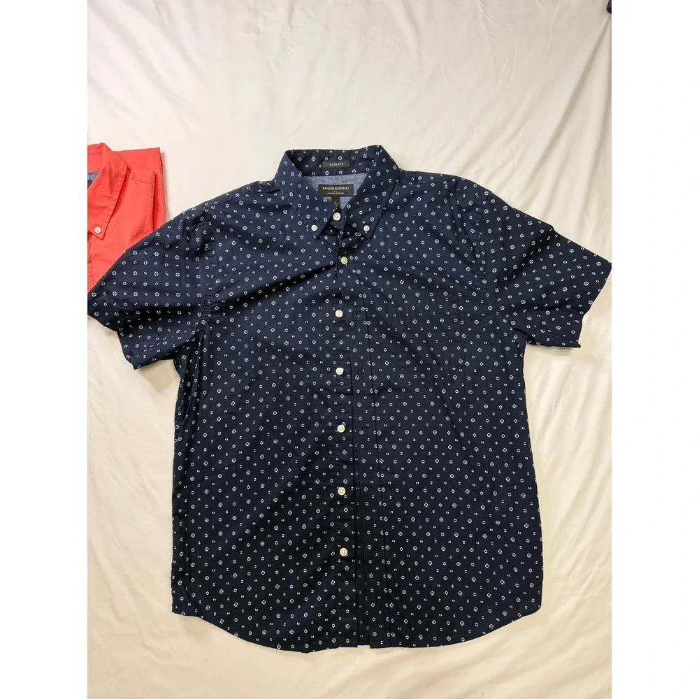 Banana Republic Mens Slim Fit Organic Cotton Short Sleeve Shirt Bundle Large 5pk
